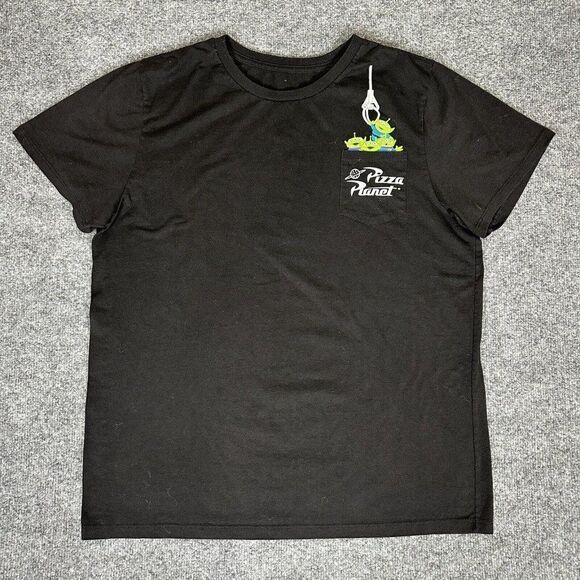 Disney Toy Story Mens T-Shirt Large Black Aliens Pizza Planet Crane Graphic - Picture 1 of 5